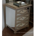 Antique Gold MDF Mirrored 3 Drawer Bedside